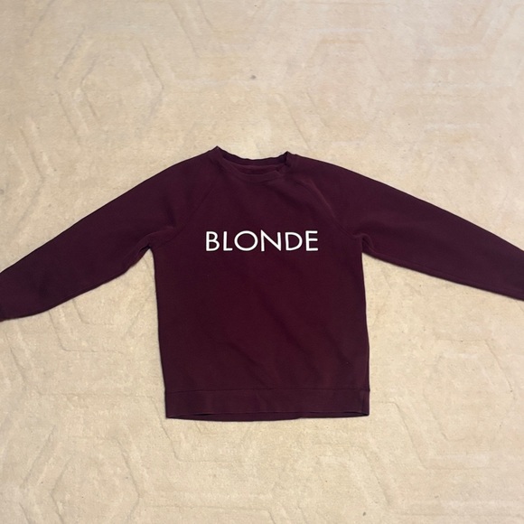 “BLONDE” Brunette The Label Burgundy Crew Neck Sweater - Picture 2 of 5